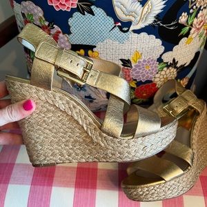 Michael Kors espadrilles gold platform 8.5